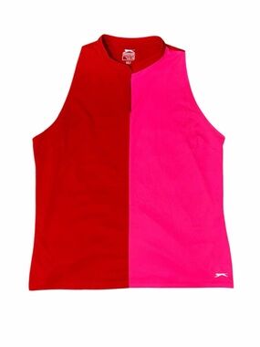 SLAZENGER Women's Red & Hot Pink Colorblock Sleeveless Swim Top